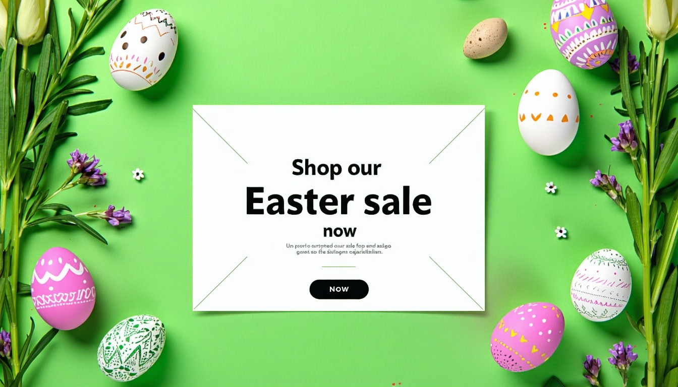 screenshot of a holiday themed email campaign with a festive design and a clear call to action like Shop our Easter sale now-1