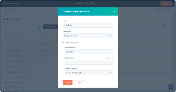 Custom form builder fields.