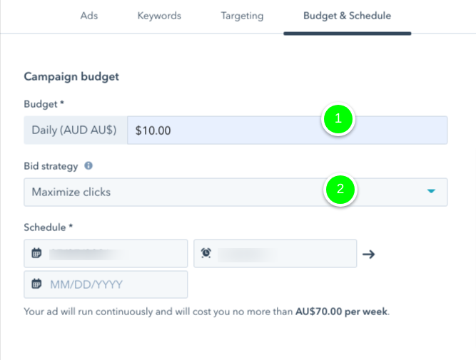 instruction on setting google ads budget