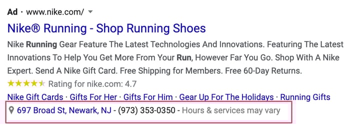 example of location ad extension