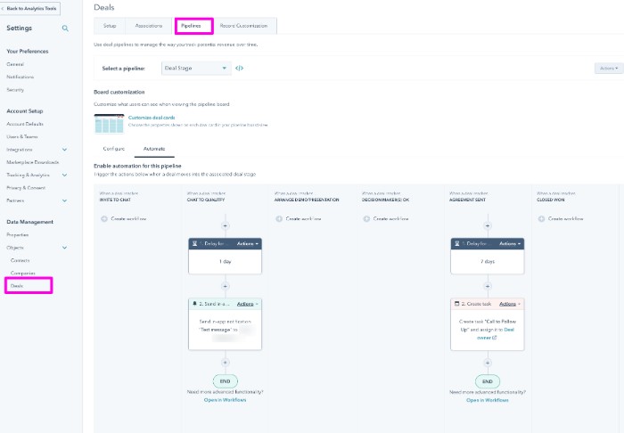 hubspot pipeline and deal stage automation