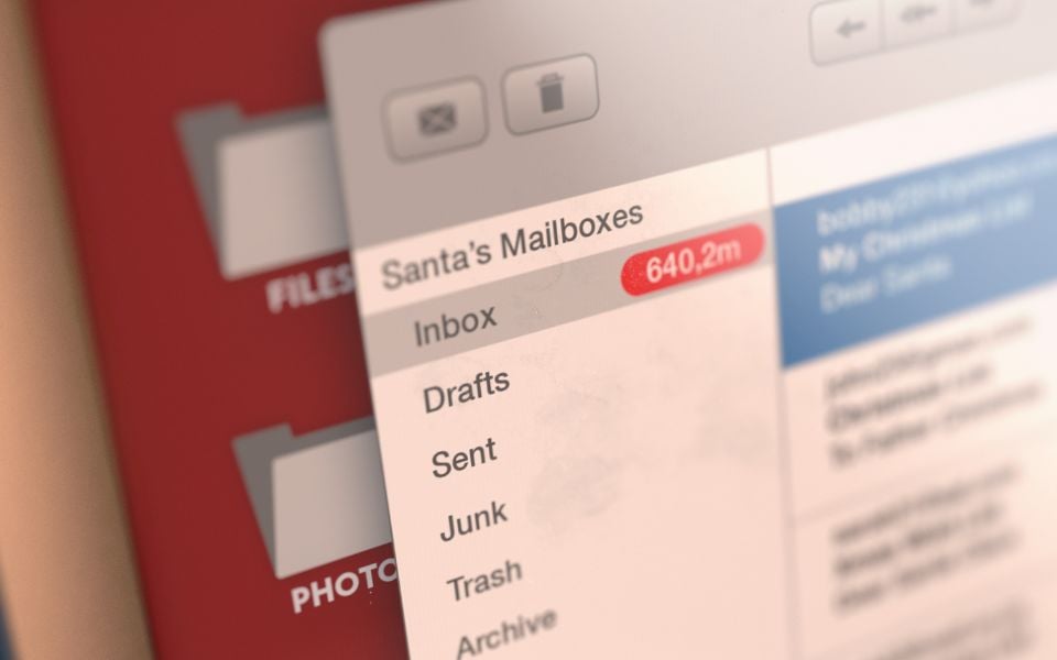 email inbox, with several unopened emails