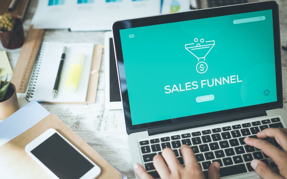 sales funnel, illustrating the stages of the sales process