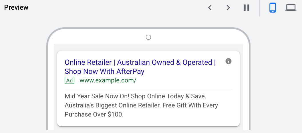 google ad example